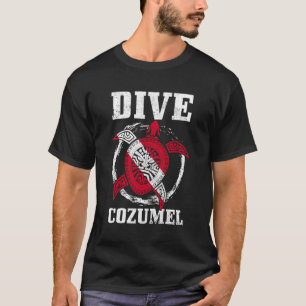 Cozumel Mexico Scuba Diving Flag Sea Turtle Scuba T-Shirt
