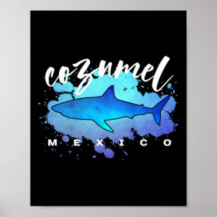 Cozumel Mexico Shark Scu Diver Spring Break Vacati Poster