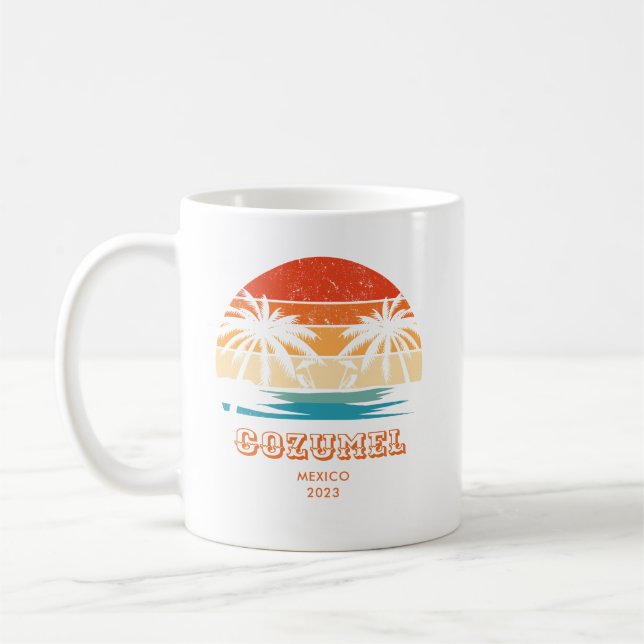 Cozumel Mexico Vintage sunset Matching Coffee Mug (Left)