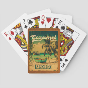 Cozumel Palm Tree Retro 80s Mexican Playa Playing Cards