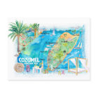 Cozumel Quintana Roo Mexico Illustrated Travel Map
