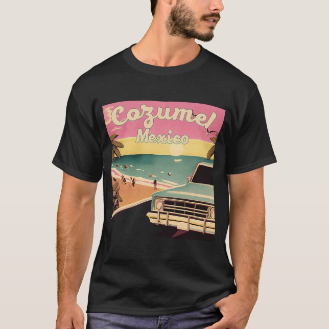Cozumel Retro Beach Vacation Graphics Cozumel Surf T-Shirt (Front)