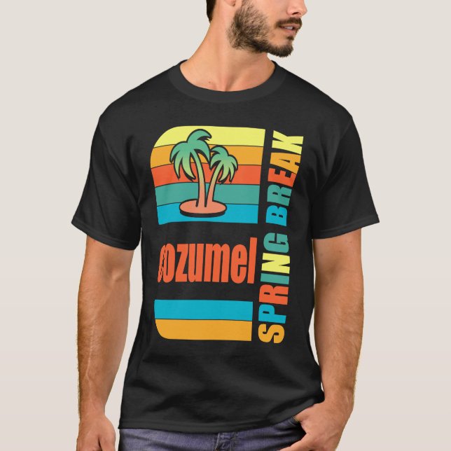 Cozumel Spring Break High School Retro Beach Graph T-Shirt (Front)