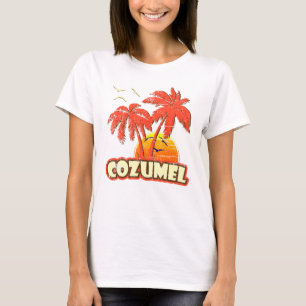 Cozumel Summer Palm Trees 80s Beach Sunset T-Shirt