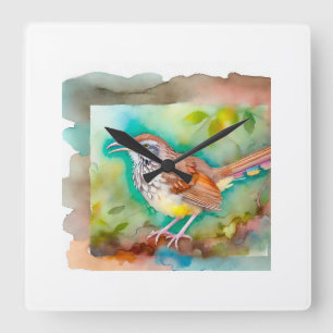Cozumel Thrasher 031124AREF115 - Watercolor Square Wall Clock
