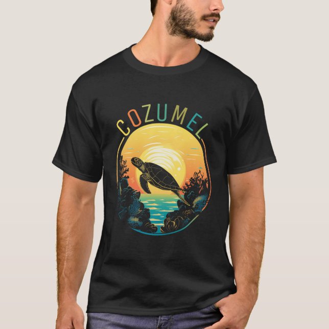 Cozumel Tshirt - Corals And Turtle At Cozumel Isla (Front)