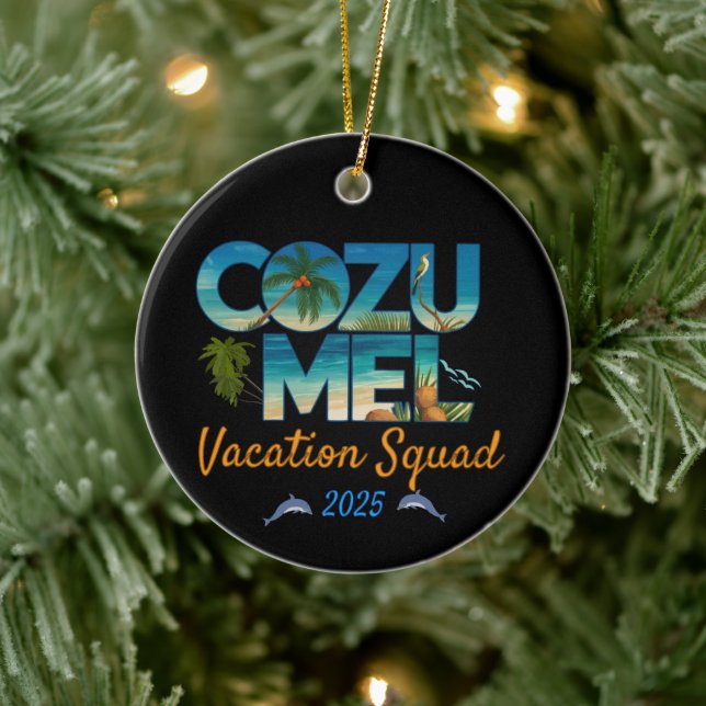 Cozumel Vacation 2025 Tropical Getaway Adventure Ceramic Tree Decoration (Tree)