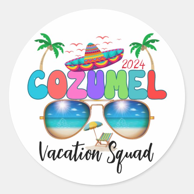 Cozumel Vacation Squad Sun, Sand, and Memories Mex Classic Round Sticker (Front)