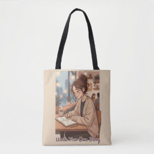 Cozy Aesthetic Write Your Own Story Journal Illust Tote Bag
