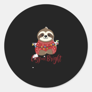Cozy And Bright Sloth Christmas Lights (1) Classic Round Sticker