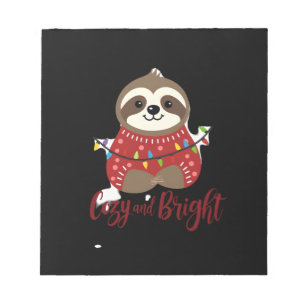 Cozy And Bright Sloth Christmas Lights (1) Notepad