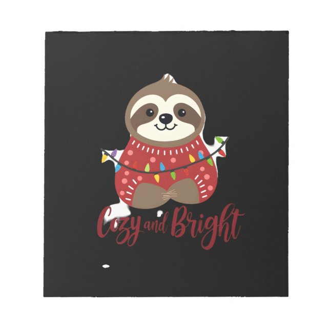 Cozy And Bright Sloth Christmas Lights (1) Notepad (Front)