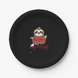 Cozy And Bright Sloth Christmas Lights (1) Paper Plate