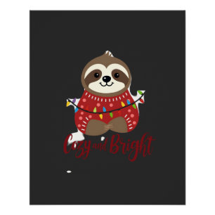 Cozy And Bright Sloth Christmas Lights (1) Poster