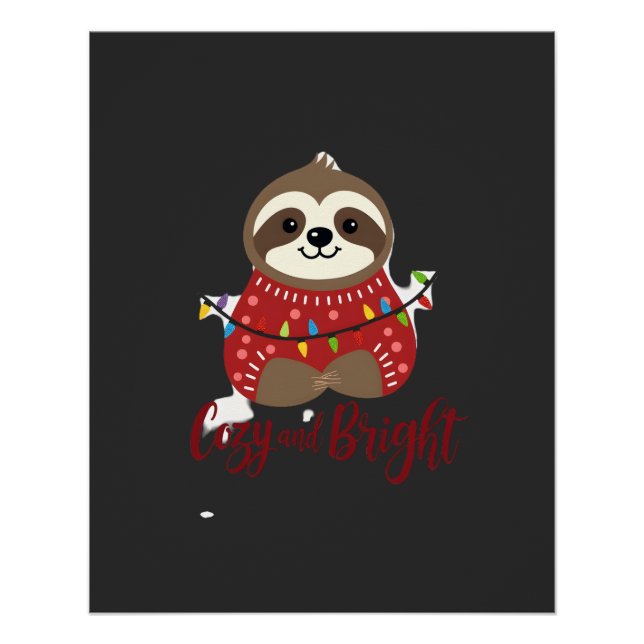 Cozy And Bright Sloth Christmas Lights (1) Poster (Front)