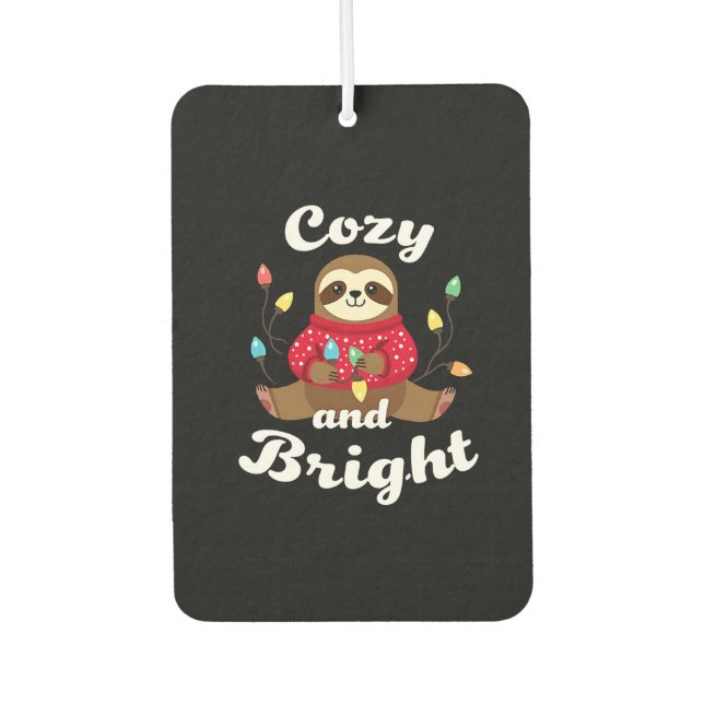 Cozy And Bright Sloth Christmas Lights (2) Car Air Freshener (Front)