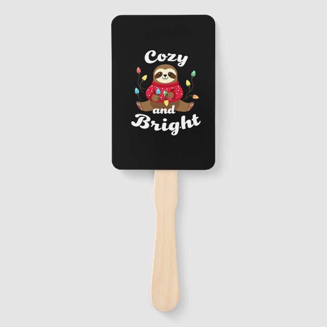 Cozy And Bright Sloth Christmas Lights (2) Hand Fan (Front)