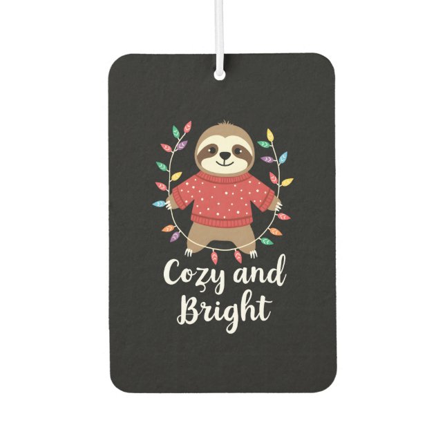 Cozy And Bright Sloth Christmas Lights (3) Car Air Freshener (Front)