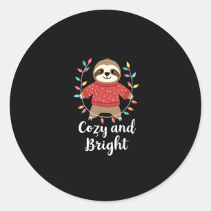 Cozy And Bright Sloth Christmas Lights (3) Classic Round Sticker