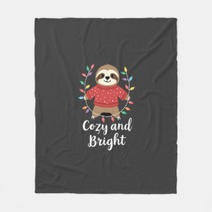Cozy And Bright Sloth Christmas Lights (3) Fleece Blanket