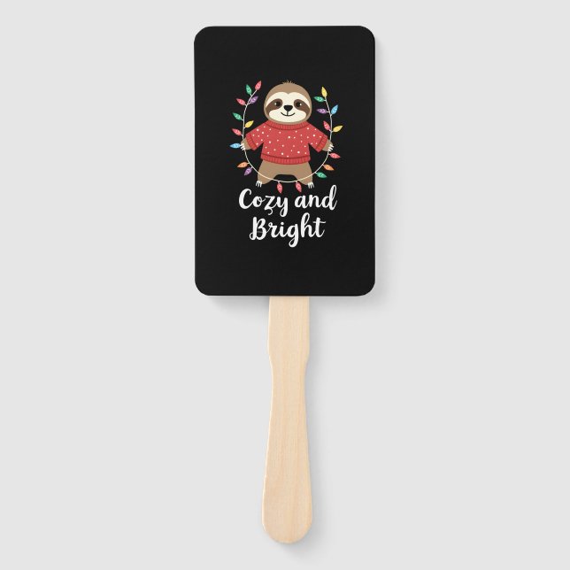 Cozy And Bright Sloth Christmas Lights (3) Hand Fan (Front)