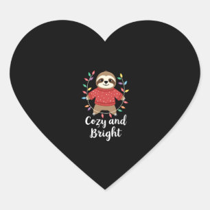 Cozy And Bright Sloth Christmas Lights (3) Heart Sticker