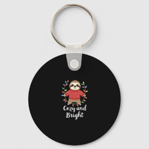 Cozy And Bright Sloth Christmas Lights (3) Key Ring