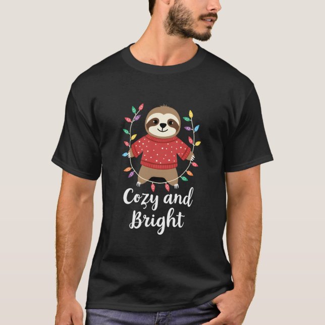 Cozy And Bright Sloth Christmas Lights (3) T-Shirt (Front)