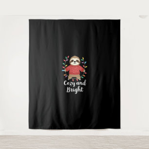 Cozy And Bright Sloth Christmas Lights (3) Tapestry