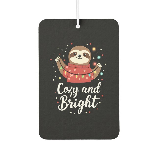Cozy And Bright Sloth Christmas Lights (4) Car Air Freshener (Front)