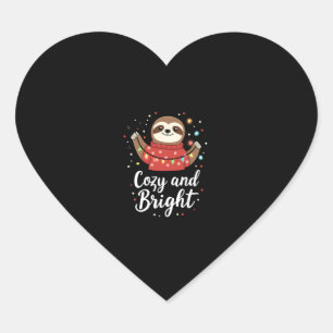 Cozy And Bright Sloth Christmas Lights (4) Heart Sticker