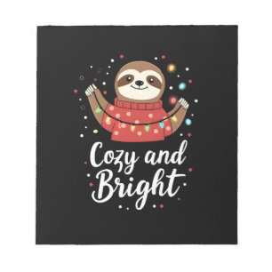 Cozy And Bright Sloth Christmas Lights (4) Notepad