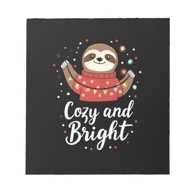 Cozy And Bright Sloth Christmas Lights (4) Notepad (Front)