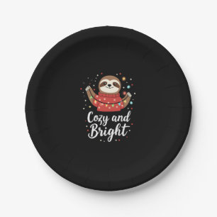 Cozy And Bright Sloth Christmas Lights (4) Paper Plate
