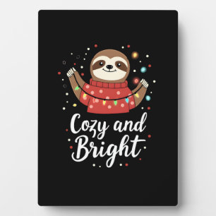 Cozy And Bright Sloth Christmas Lights (4) Plaque