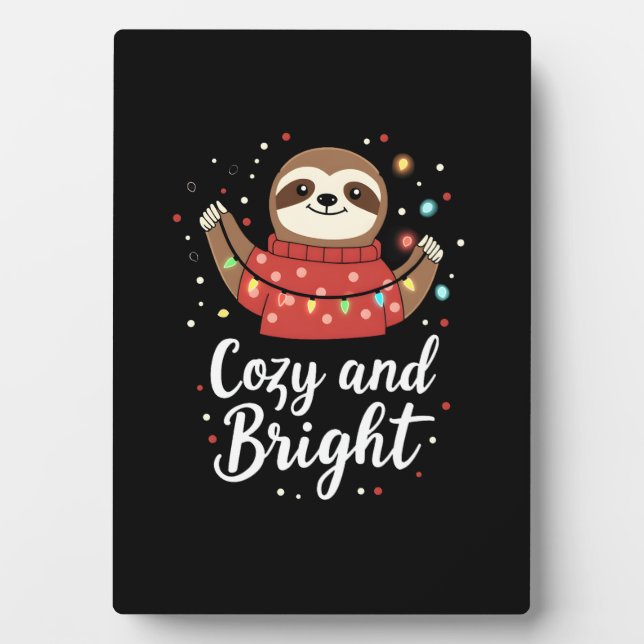 Cozy And Bright Sloth Christmas Lights (4) Plaque (Front)