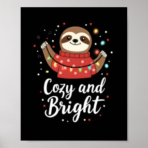 Cozy And Bright Sloth Christmas Lights (4) Poster