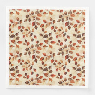 Cozy Autumn Aesthetic Fall Leaves Pattern Napkin