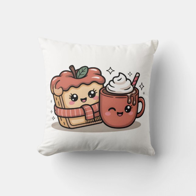 Cozy Autumn Coffee Girl Pillow (Front)