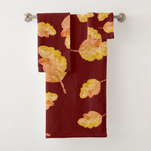 Cozy Autumn Fall Leaves Bath Towel Set