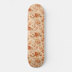 Cozy Autumn Floral Pattern Skateboard