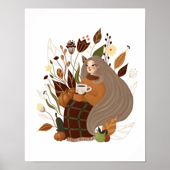 Cozy Autumn Girl Poster (Front)