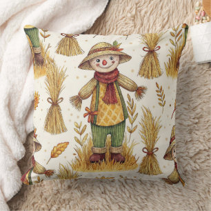 Cozy Autumn Harvest Scarecrow Pattern (3) Cushion
