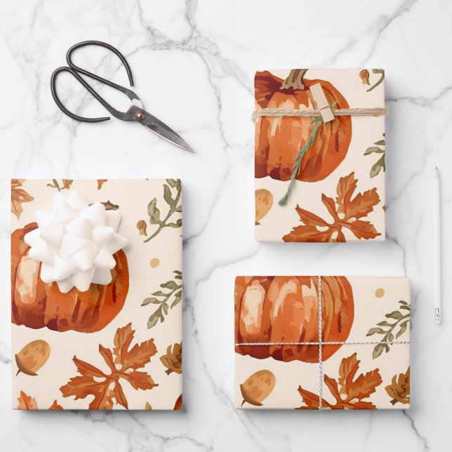 Cozy Autumn Harvest Wrapping Paper (Front)