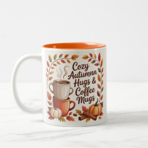 Cozy Autumn Hugs and Coffee mugs leaves
