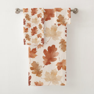 Cozy Autumn Leaf Pattern Bath Towel Set