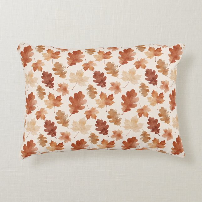 Cozy Autumn Leaf Pattern Decorative Cushion (Front)