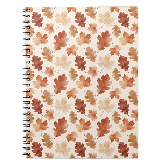 Cozy Autumn Leaf Pattern Notebook (Front)