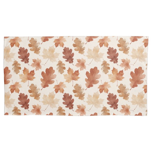 Cozy Autumn Leaf Pattern Pillowcase (Front-Left)