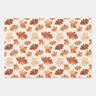 Cozy Autumn Leaf Pattern Wrapping Paper Sheet